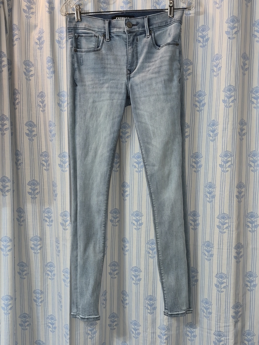 Express Denim Perfect Legging Midrise Lt Blue Wash Skinny Jeans Sz 4R